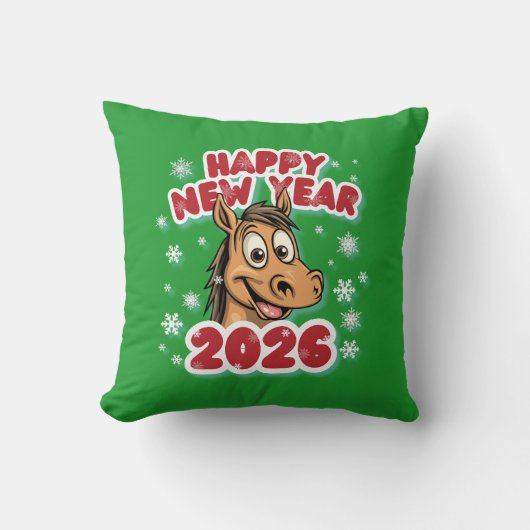 Happy New Year 2026: Year of the Horse Mascot クッション (正面)