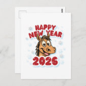 Happy New Year 2026: Year of the Horse Mascot ポストカード (正面/裏面)