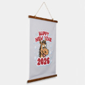 Happy New Year 2026: Year of the Horse Mascot 吊り下げ型タペストリー (傾斜あり)