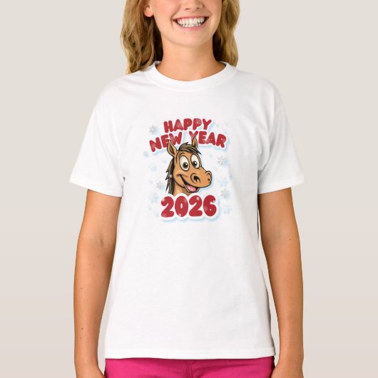 Happy New Year 2026: Year of the Horse Mascot Tシャツ (正面)