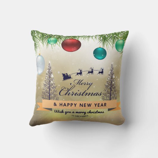 Happy New Year 25 December Print Throw Pillows  クッション (裏面)