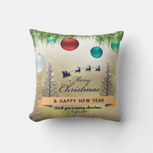 Happy New Year 25 December Print Throw Pillows クッション (正面)