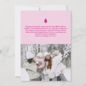 Happy New Year 3フォトアーチスクリプトモダンホットピンク シーズンカード (裏面)