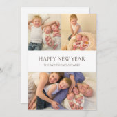 Happy New Year 3フォトモダンエレガントシンプル シーズンカード (正面/裏面)
