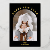 Happy New Year 3月レビューの年13写真黒 箔シーズンカード (正面)
