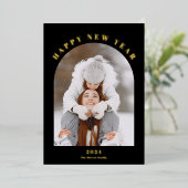 Happy New Year 3月レビューの年13写真黒 箔シーズンカード (立ち正面)