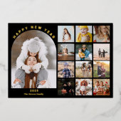 Happy New Year 3月1日レビュー15枚の写真金ゴールド 箔シーズンカード (正面)