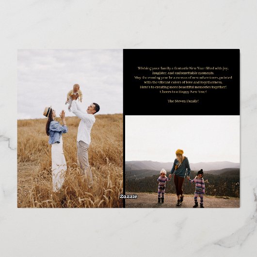 Happy New Year 3月1日レビュー15枚の写真金ゴールド 箔シーズンカード (裏面)