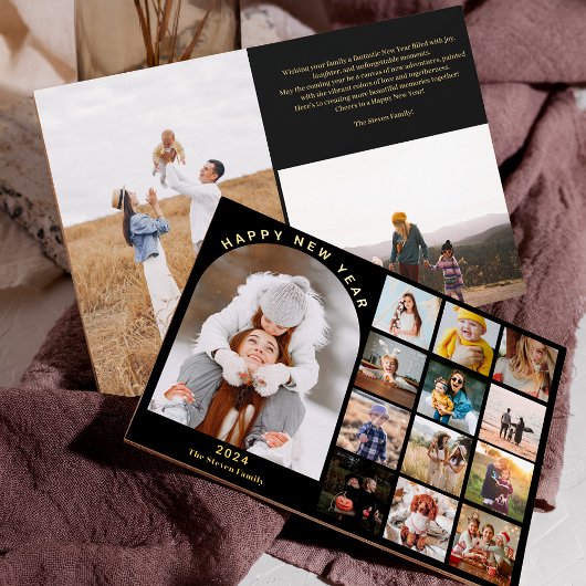 Happy New Year 3月1日レビュー15枚の写真金ゴールド 箔シーズンカード