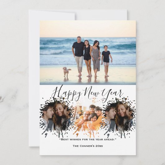 Happy New Year 4 Collage Multi photo シーズンカード (正面)