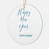 Happy new year add name love blue simple minimal h セラミックオーナメント (左)