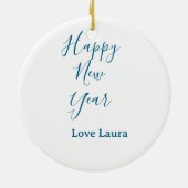 Happy new year add name love blue simple minimal h セラミックオーナメント (裏面)