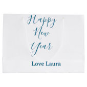 Happy new year add name love blue simple minimal h ラージペーパーバッグ (裏面)