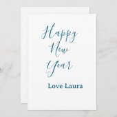 Happy new year add name love blue simple minimal h 招待状 (正面/裏面)