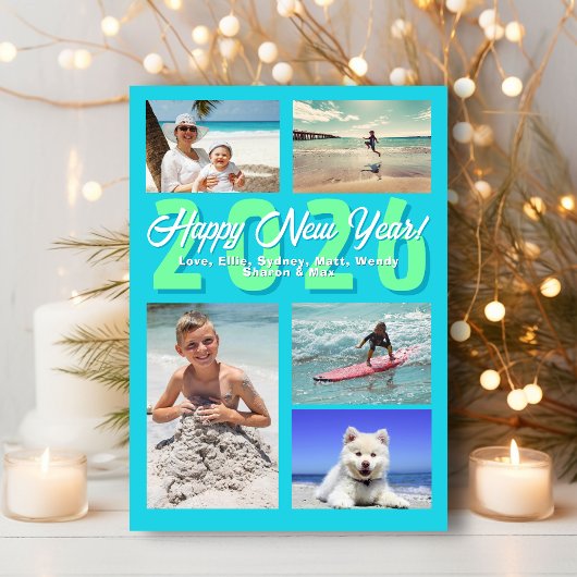 Happy New Year Aqua Multi-photo シーズンカード