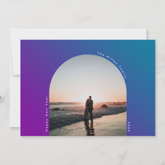 HAPPY New Year Arch楕円グラデーシはっきりしたョグラデーションント シーズンカード (正面)