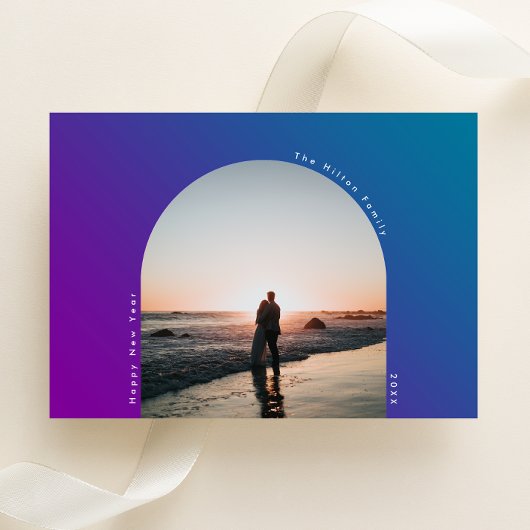 HAPPY New Year Arch楕円グラデーシはっきりしたョグラデーションント シーズンカード