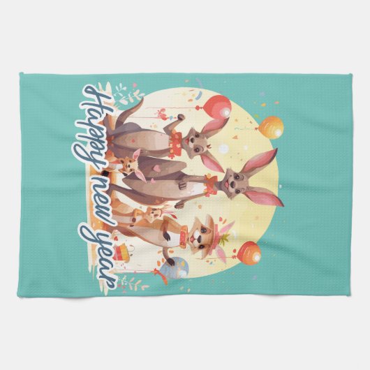 Happy new year at last キッチンタオル (横)