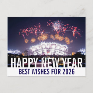 Happy New Year Australia Sydney Harbor Fireworks ポストカード
