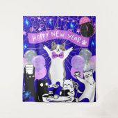 Happy New Year Backdrop For Kids Party タペストリー (正面)