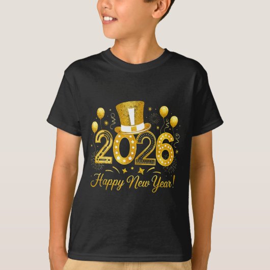 Happy New Year Balloons Party 2026 Together Family Tシャツ (正面)