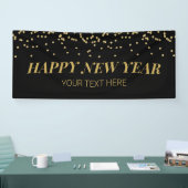 Happy New Year banner gold and black 横断幕 (トレードショー)