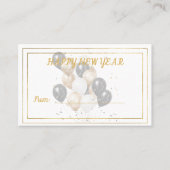 Happy New Year Black and Gold Balloons Gift Card 名刺 (正面)