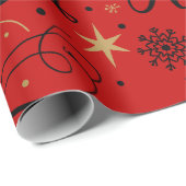 Happy New Year Black and Gold Snowflake  ラッピングペーパー (ロールコーナー)