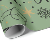 Happy New Year Black and Gold Snowflake  ラッピングペーパー (ロールコーナー)