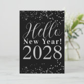 Happy New Year Black and Silver Sparkle New Year's シーズンカード (スタンド正面)