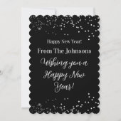 Happy New Year Black and Silver Sparkle New Year's シーズンカード (裏面)