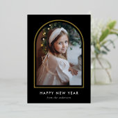 Happy New Year Black Arch写真 箔シーズンカード (立ち正面)