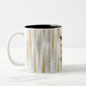 Happy New Year Black Bow Gold Silver Champagne ツートーンマグカップ (左)