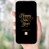 Happy New Year black gold business logo ポスター