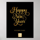 Happy New Year black gold business logo ポスター (正面)