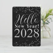 Happy New Year Black Silver Sparkle New Year's シーズンカード (スタンド正面)