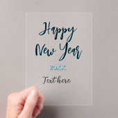Happy new year blue black bold simple year stylish アクリル招待状 (インサイチュ (ポータブル))