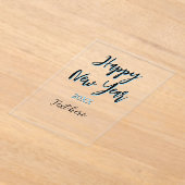 Happy new year blue black bold simple year stylish アクリル招待状 (レイダウン)