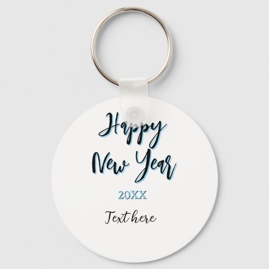 Happy new year blue black bold simple year stylish キーホルダー (正面)