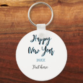 Happy new year blue black bold simple year stylish キーホルダー (裏面)