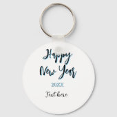 Happy new year blue black bold simple year stylish キーホルダー (裏面)