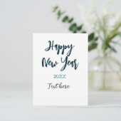 Happy new year blue black bold simple year stylish シーズンポストカード (スタンド正面)
