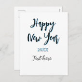 Happy new year blue black bold simple year stylish シーズンポストカード (正面/裏面)