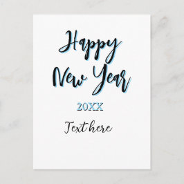 Happy new year blue black bold simple year stylish シーズンポストカード