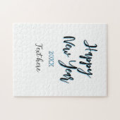 Happy new year blue black bold simple year stylish ジグソーパズル (横)