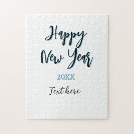 Happy new year blue black bold simple year stylish ジグソーパズル