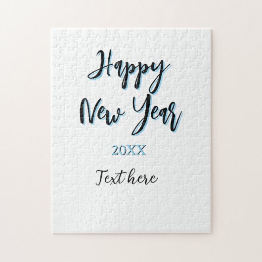 Happy new year blue black bold simple year stylish ジグソーパズル (縦)
