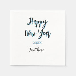 Happy new year blue black bold simple year stylish スタンダードカクテルナプキン