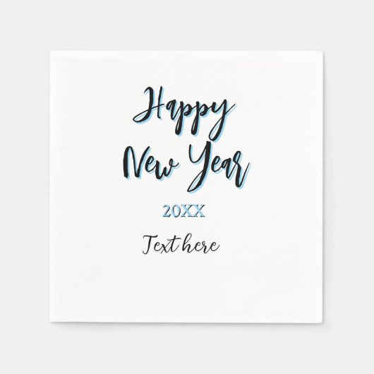 Happy new year blue black bold simple year stylish スタンダードカクテルナプキン (正面)