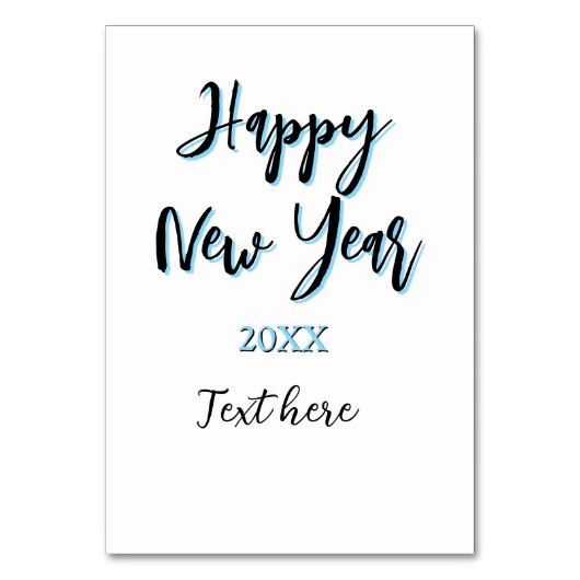 Happy new year blue black bold simple year stylish テーブルナンバー (正面)